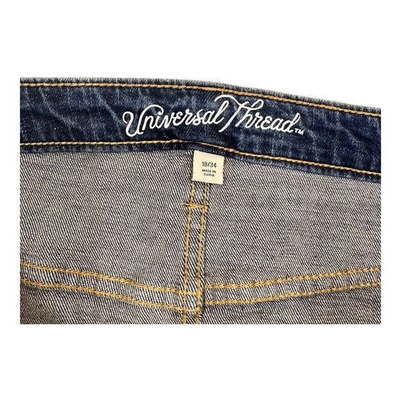 Universal Thread Denim Blue Jean Short Mini Skirt SZ 18/34 Medium Raw Hem - Picture 3 of 10